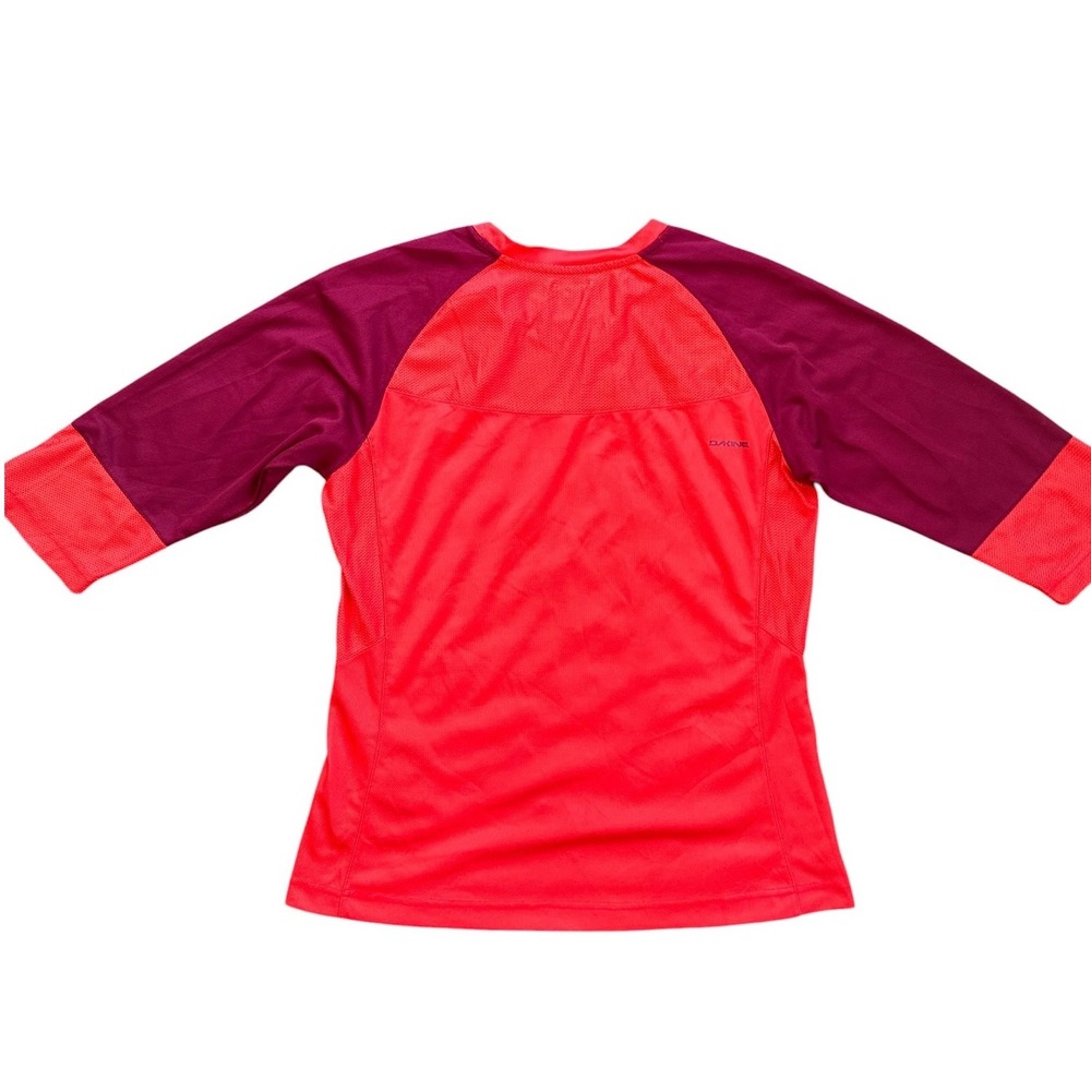 Dakine Mountain Bike Jersey Womens Large Red Burgundy 3/4 Sleeve MTB Top Good - Picture 2 of 7